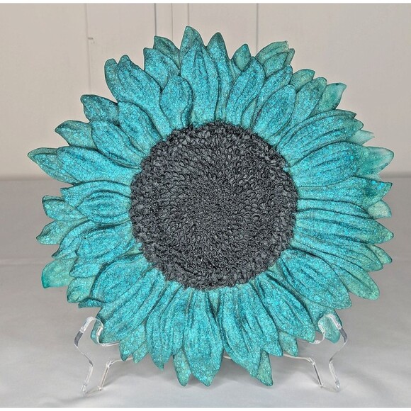 Handmade Other - Resin Sunflower Wall Decor - Teal/Green & Black